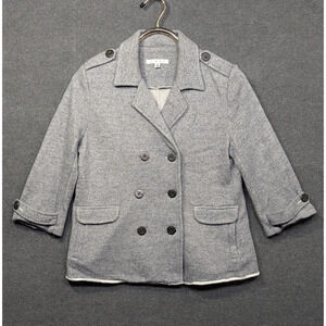 Cabi Jacket Womens Medium Blazer Nautical Shrunken Peacoat Double Breasted Gray